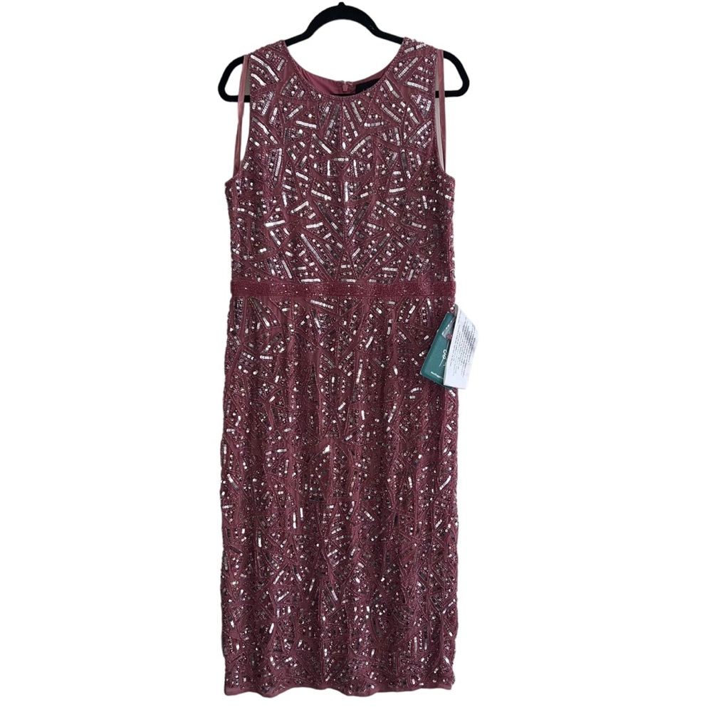 New Nwt Mac Duggal Geometric Patterned Sequin Mid… - image 3